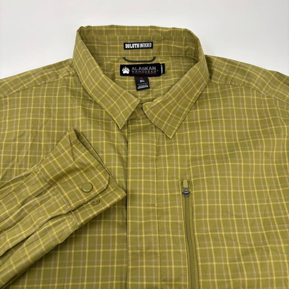 Alaskan Hardgear By Duluth‎ XL Green Check Plaid Long Sleeve Button Up Shirt